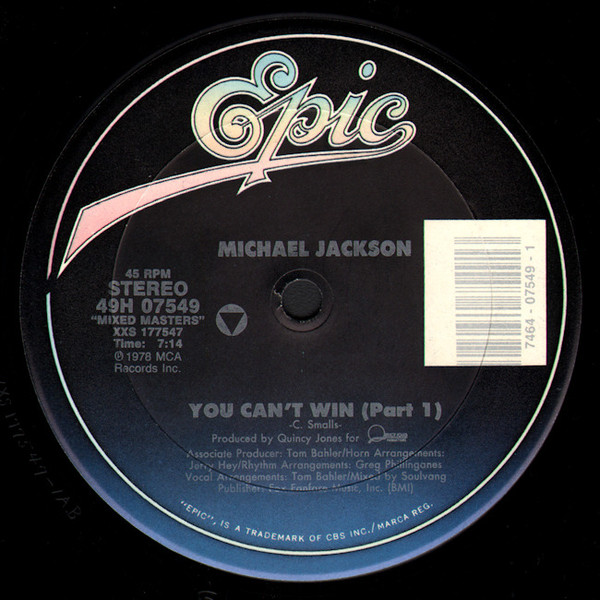 Michael Jackson ‎– You Can't Win (Part 1) / Billie Jean